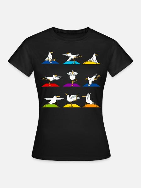 Lustige Möwe Yoga Sport - Frauen T-Shirt - Schwarz