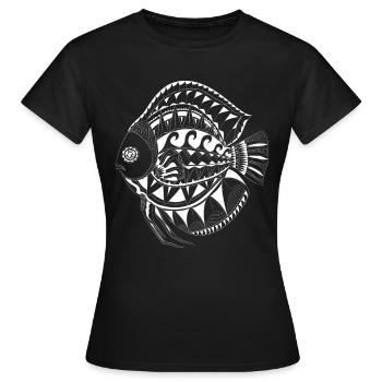 Poisson Maori Polynésien Tatouage - T-shirt Femme - noir - Devant - AI Model Female 172 dark (172cm)