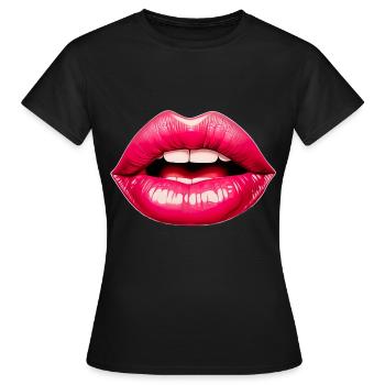 Sinnliche Lippen für einen Frauen und Männer - Frauen T-Shirt - Schwarz - Vorne - AI Model Female 172 dark (172cm)