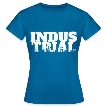 Tech industrielle - T-shirt Femme - bleu saphir antique chiné - Devant - AI Model Female 172 dark (172cm)