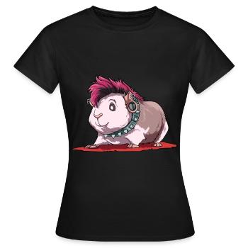 Meerschweinchen als Punker - Frauen T-Shirt - Schwarz - Vorne - AI Model Female 172 dark (172cm)
