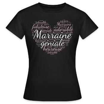 Marraine idée cadeau humour citations famille - T-shirt Femme - noir - Devant - AI Model Female 172 dark (172cm)