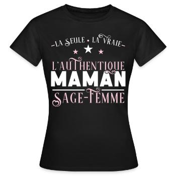 Sage femme idée cadeau métier humour, naissance - T-shirt Femme - noir - Devant - AI Model Female 172 dark (172cm)