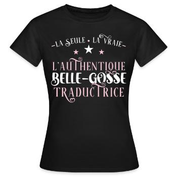 Traductrice Idée Cadeau Métier Citation Traduction - T-shirt Femme - noir - Devant - AI Model Female 172 dark (172cm)