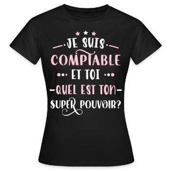 Comptable idée cadeau métier citations profession - T-shirt Femme - noir - Devant - AI Model Female 172 dark (172cm)