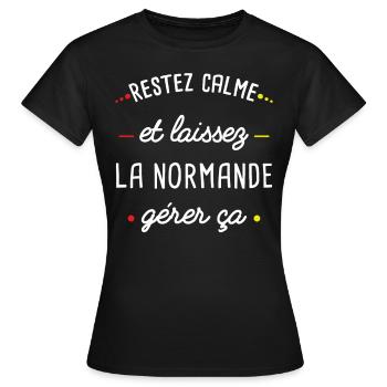Normandie humour femme normande idée cadeau région - T-shirt Femme - noir - Devant - AI Model Female 172 dark (172cm)
