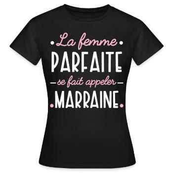Marraine idée cadeau humour citations famille - T-shirt Femme - noir - Devant - AI Model Female 172 dark (172cm)