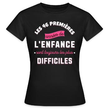 Anniversaire 46 ans Idée cadeau date de naissance - T-shirt Femme - noir - Devant - AI Model Female 172 dark (172cm)