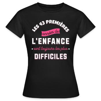 Anniversaire 43 ans Idée cadeau date de naissance - T-shirt Femme - noir - Devant - AI Model Female 172 dark (172cm)