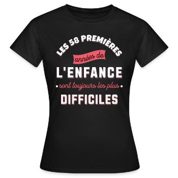 Anniversaire 58 ans Idée cadeau date de naissance - T-shirt Femme - noir - Devant - AI Model Female 172 dark (172cm)