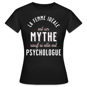 Psychologue cadeau humour psychologie Rigolo Femme - T-shirt Femme - noir - Devant - AI Model Female 172 dark (172cm)