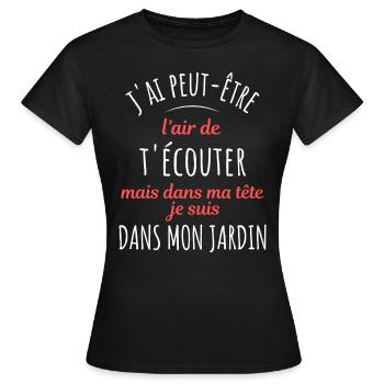 Jardin Cadeau pour Jardinier Potager Rigolo Humour - T-shirt Femme - noir - Devant - AI Model Female 172 dark (172cm)
