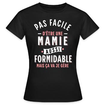 Mamie Cadeau Grand-mère Citation Humour Rigolo - T-shirt Femme - noir - Devant - AI Model Female 172 dark (172cm)