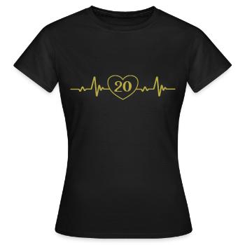 20. Geburtstag Herz 20 - Frauen T-Shirt - Schwarz - Vorne - AI Model Female 172 dark (172cm)
