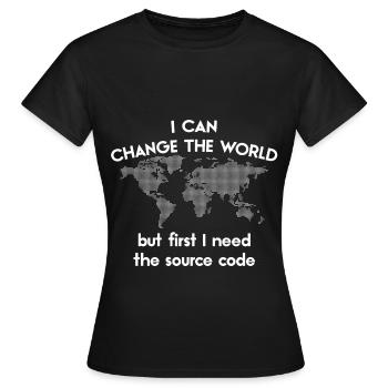 funny speech coding source code programmer - Women's T-Shirt - black - Front - AI Model Female 172 dark (172cm)