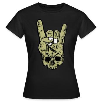 Crâne en métal lourd avec cadeau de cornes de diable - T-shirt Femme - noir - Devant - AI Model Female 172 dark (172cm)