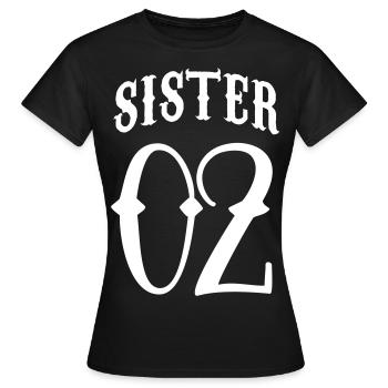 Sister 02 Partnerlook - Frauen T-Shirt - Schwarz - Vorne - AI Model Female 172 dark (172cm)