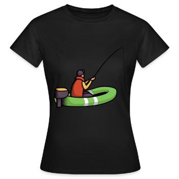 Pêcheur pêcheur Homme avec dériveur pendant la pêche - T-shirt Femme - noir - Devant - AI Model Female 172 dark (172cm)