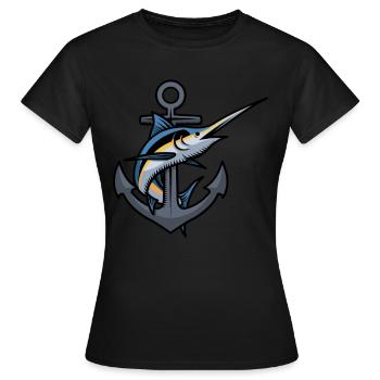 Schwertfisch Raubfisch Fische Anker Designs Moin - Frauen T-Shirt - Schwarz - Vorne - AI Model Female 172 dark (172cm)
