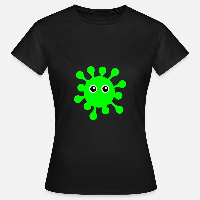 ★ Couleurs de conception modifiables ★ Virus aux yeux écarquillés - T-shirt Femme - noir