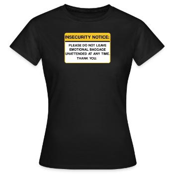 Emotionale Gepäckwarnung - Frauen T-Shirt - Schwarz - Vorne - AI Model Female 172 dark (172cm)