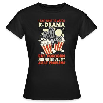 Soirée cinéma-cinéma-pop-corn-cinéma Regarder - T-shirt Femme - noir - Devant - AI Model Female 172 dark (172cm)