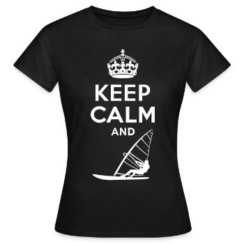 Keep Calm - Windsurfen - T-shirt Femme - noir - Devant - AI Model Female 172 dark (172cm)