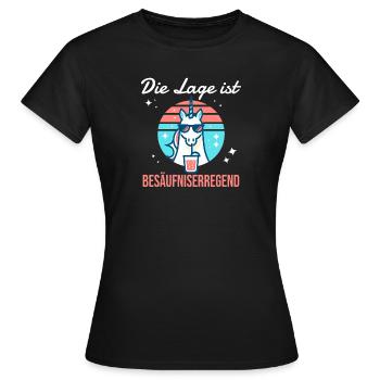 lustiger Einhorn Spruch zum Feiern und Party - Frauen T-Shirt - Schwarz - Vorne - AI Model Female 172 dark (172cm)