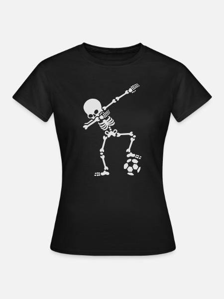 Dab dabbing skeleton football (soccer) - Frauen T-Shirt - Schwarz