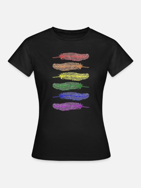 Feathers Rainbow - Women's T-Shirt - black