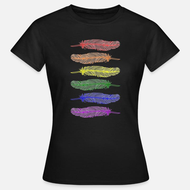 Feathers Rainbow - Women's T-Shirt - black