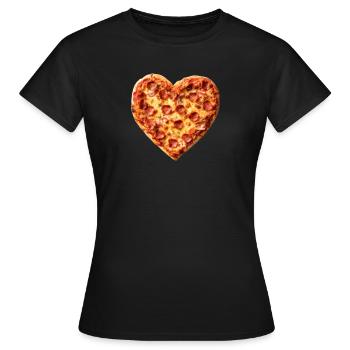 Motif de pizza au cœur pepperoni - T-shirt Femme - noir - Devant - AI Model Female 172 dark (172cm)