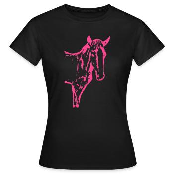 Cheval rose rose, poulain - T-shirt Femme - noir - Devant - AI Model Female 172 dark (172cm)