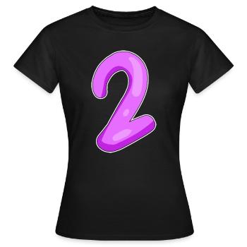Two - 2 - Number Number - Women's T-Shirt - black - Front - AI Model Female 172 dark (172cm)