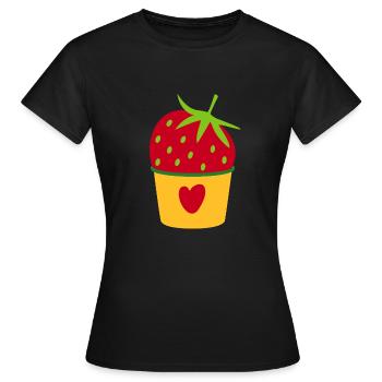 Glace Glace Crème glacée Fraise Glace Cupcake Sweet - T-shirt Femme - noir - Devant - AI Model Female 172 dark (172cm)