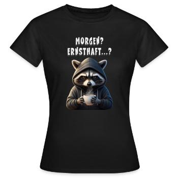 Morgenmuffel Waschbär mit Kaffee - T-shirt Femme - noir - Devant - AI Model Female 172 dark (172cm)