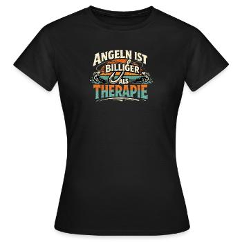 Angeln ist Therapie für die Seele - Frauen T-Shirt - Schwarz - Vorne - AI Model Female 172 dark (172cm)