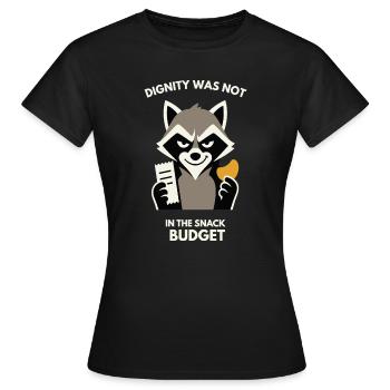 Waschbär: Snackbudget-Statement - Frauen T-Shirt - Schwarz - Vorne - AI Model Female 172 dark (172cm)