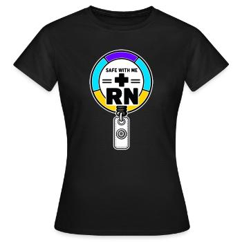Cadeau de bande démo d’insigne Pride Infirmier infirmier Pride Safe With Me - T-shirt Femme - noir - Devant - AI Model Female 172 dark (172cm)
