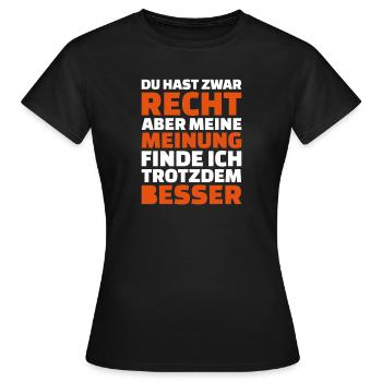 Meinung - Frauen T-Shirt - Schwarz - Vorne - AI Model Female 172 dark (172cm)