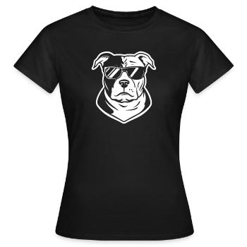 Schwarz-Weiß Hund mit Sonnenbrille - Frauen T-Shirt - Schwarz - Vorne - AI Model Female 172 dark (172cm)