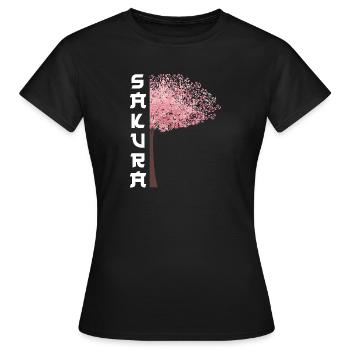 Sakura Tree Japanese Cherry Blossoms - Women's T-Shirt - black - Front - AI Model Female 172 dark (172cm)