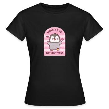 Mignon pingouin se dandiner je fais sans toi jeu de mots sur la Saint-Valentin - T-shirt Femme - noir - Devant - AI Model Female 172 dark (172cm)