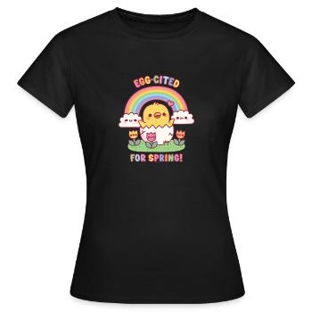 Tulipes poussins mignons et œuf arc-en-ciel - cité pour le printemps - T-shirt Femme - noir - Devant - AI Model Female 172 dark (172cm)