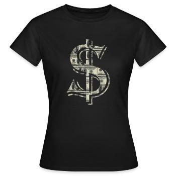dollar rempli de billets de 100 dollars - T-shirt Femme - noir - Devant - AI Model Female 172 dark (172cm)