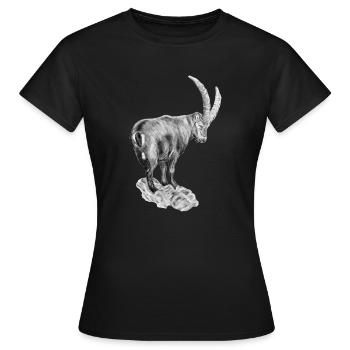 Trinkflasche "STEINBOCK" - Frauen T-Shirt - Schwarz - Vorne - AI Model Female 172 dark (172cm)
