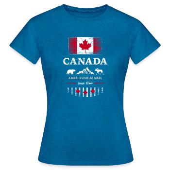 Drapeau unifolié Canada Canada Amérique - T-shirt Femme - bleu saphir antique chiné - Devant - AI Model Female 172 dark (172cm)
