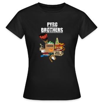 Frères Pyro - T-shirt Femme - noir - Devant - AI Model Female 172 dark (172cm)
