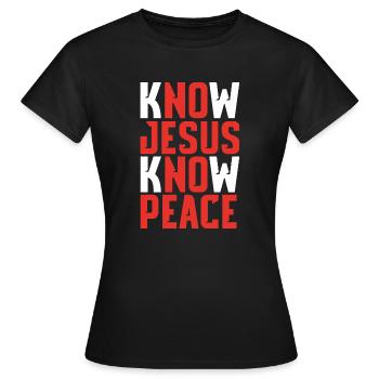 Know Jesus Know Peace - Women's T-Shirt - black - Front - AI Model Female 172 dark (172cm)