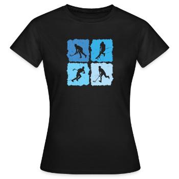 Floorball Retro Unihockey Floorball Spieler - Frauen T-Shirt - Schwarz - Vorne - AI Model Female 172 dark (172cm)